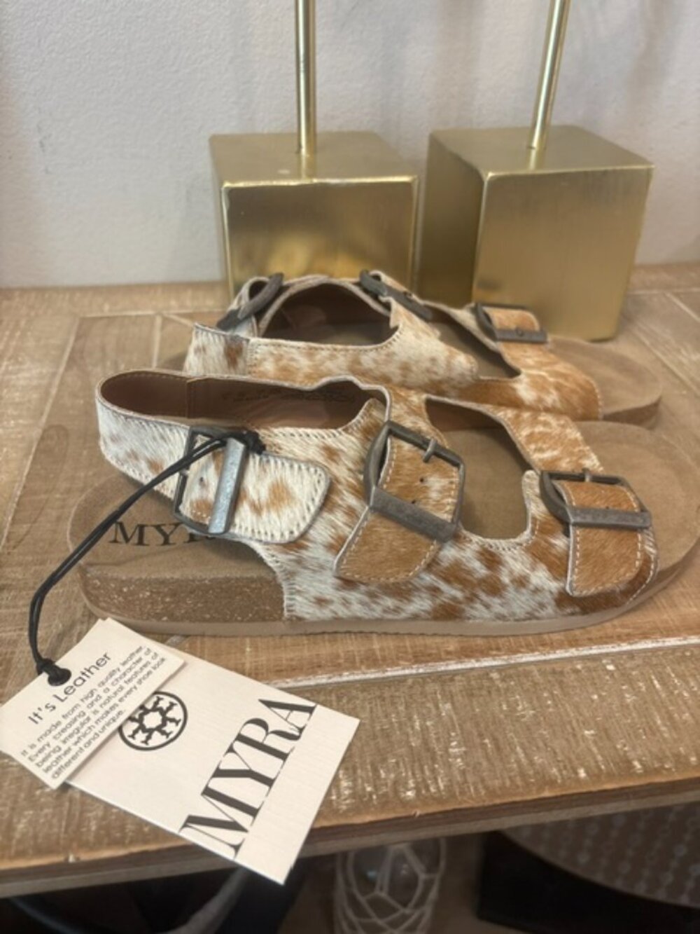 NEW Myra Mountain Path Hair-On Leather Sandals Brown Women's Sizes: 8-11 - Picture 5 of 5